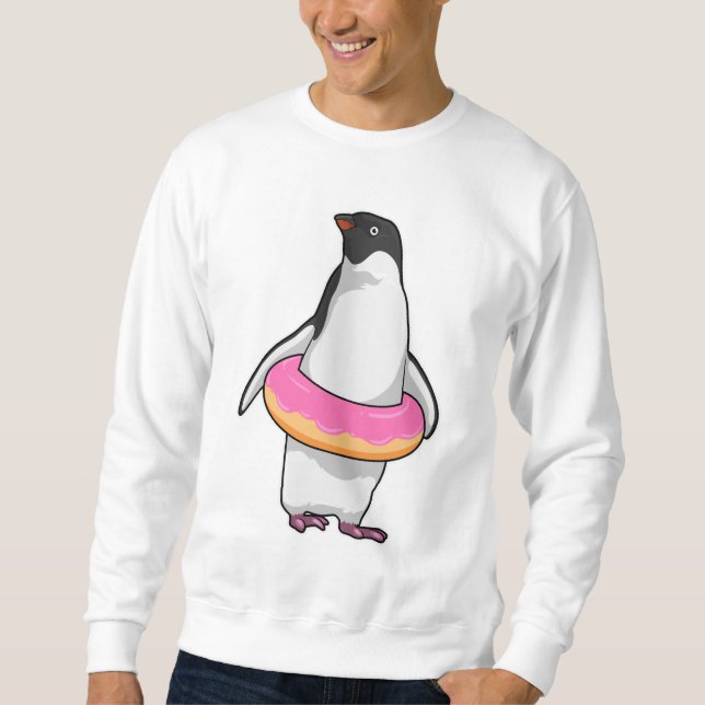 Pinguin mit Donut Sweatshirt (Vorderseite)