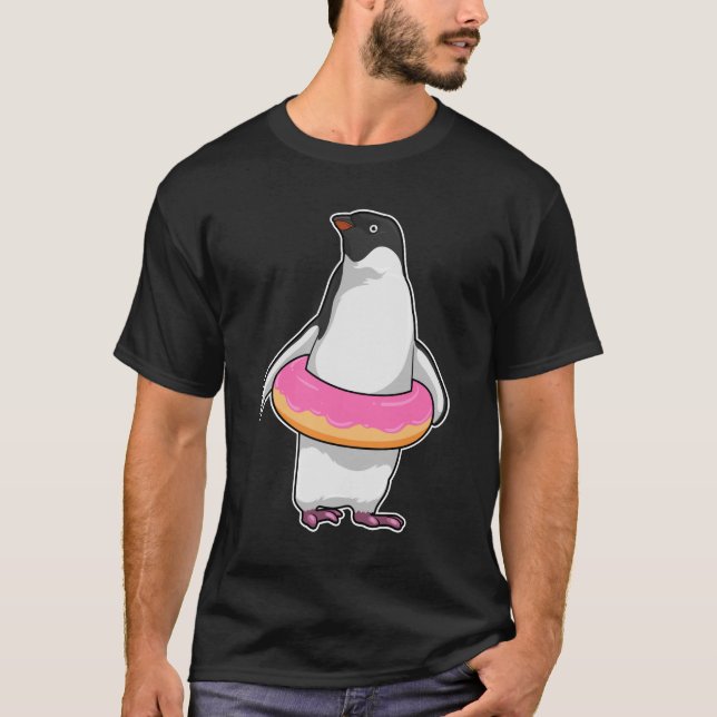 Pinguin mit Donut T-Shirt (Vorderseite)