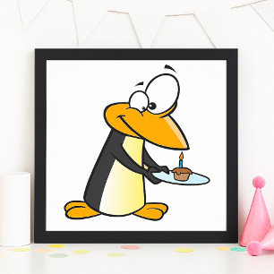 Pinguin mit einem Cupcake Poster