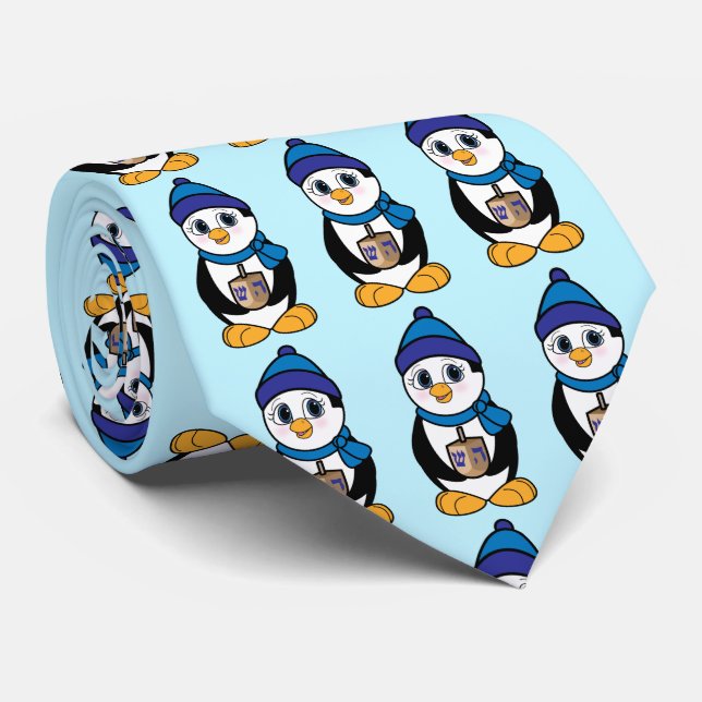Pinguin mit einem Dreiel in Hanukkah Krawatte (Gerollt)
