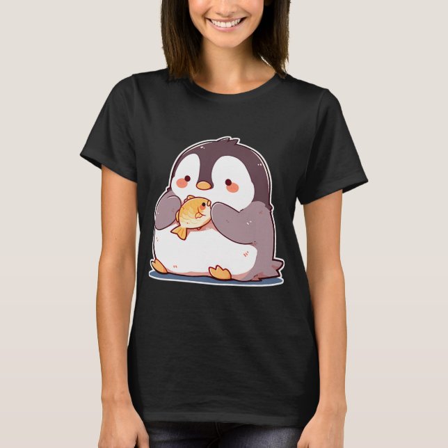 Pinguin mit einem Fisch T-Shirt (Vorderseite)