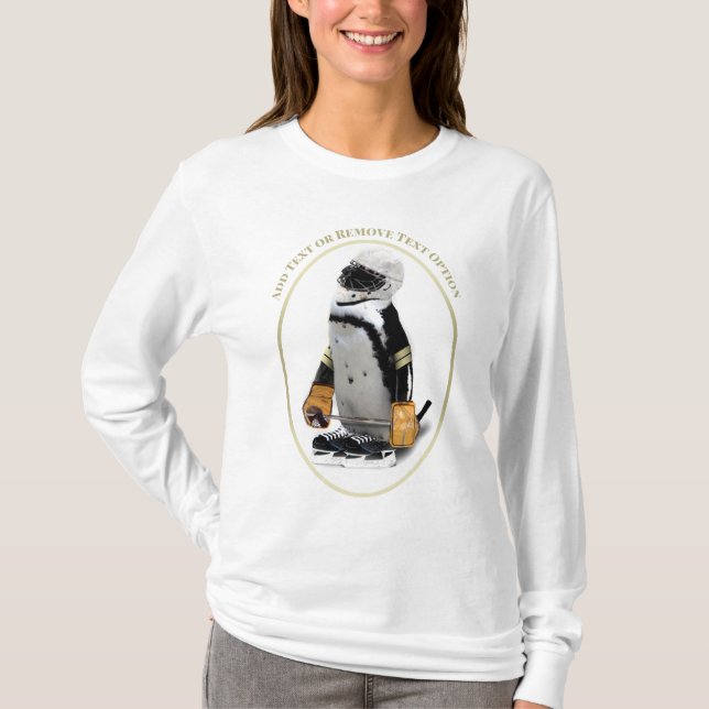 Pinguin mit Eishockeyausrüstung T-Shirt (Vorderseite)