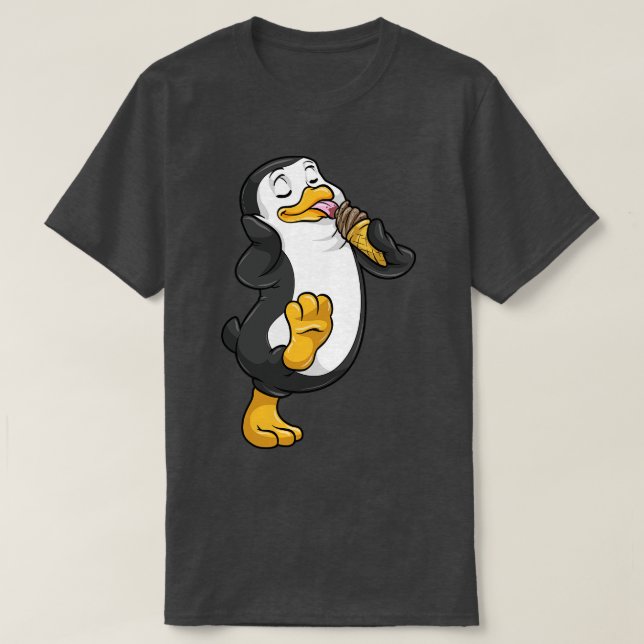 Pinguin mit Eistüte T-Shirt (Design vorne)