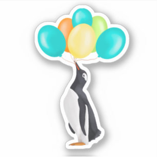 Pinguin mit farbenfrohen Balloons Aufkleber