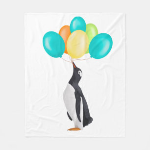 Pinguin mit farbenfrohen Balloons Fleecedecke