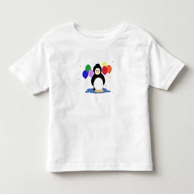Pinguin mit farbenfrohen Balloons Kleinkind T-shirt (Vorderseite)