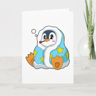 Pinguin mit Fieberthermometer Karte