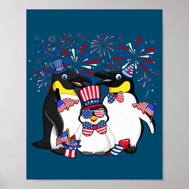 Pinguin mit Fireworks Sonnenbrille Hat Merica 4. Poster (Vorne)