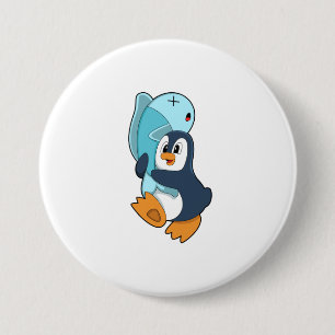 Pinguin mit Fisch Button