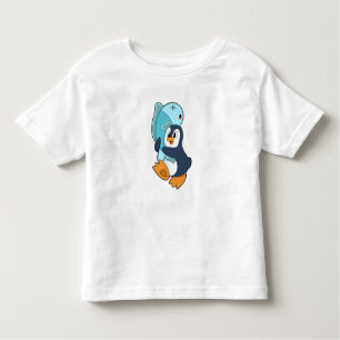 Pinguin mit Fisch Kleinkind T-shirt
