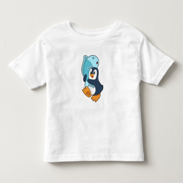 Pinguin mit Fisch Kleinkind T-shirt (Vorderseite)
