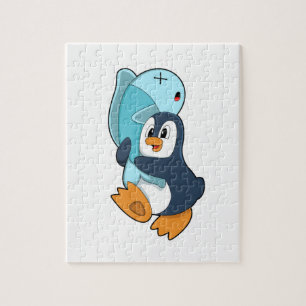 Pinguin mit Fisch Puzzle