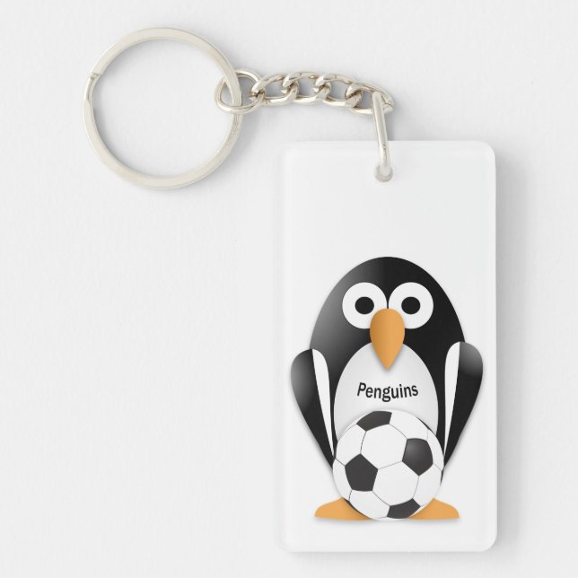 Pinguin mit Fußball Schlüsselanhänger (Vorderseite)