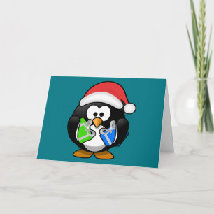 Pinguin mit Geschenken Feiertagskarte