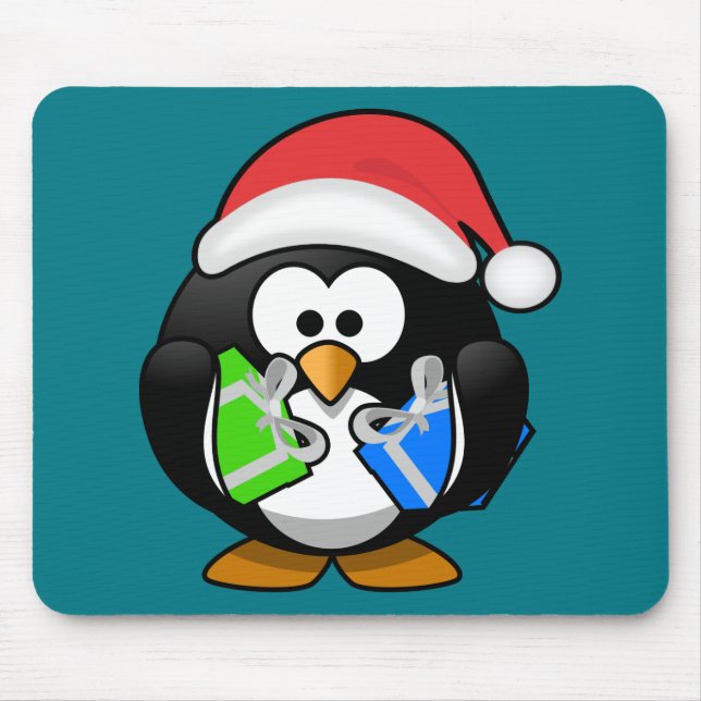 Pinguin mit Geschenken Mousepad (Vorne)