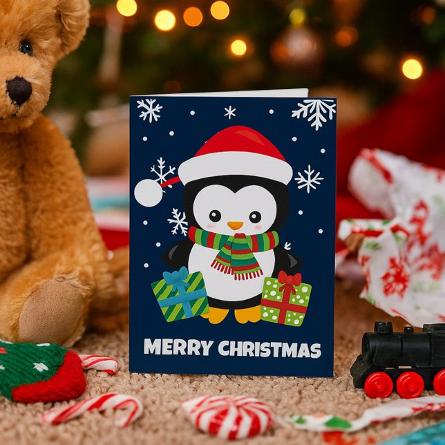 Pinguin mit Geschenken Niedlichen Kinderweihnachts Karte (Von Creator hochgeladen)