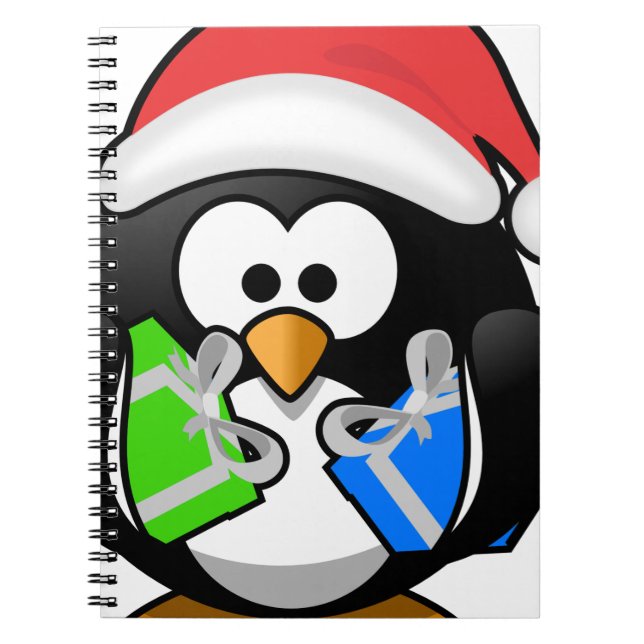 Pinguin mit Geschenken Notizblock (Vorderseite)