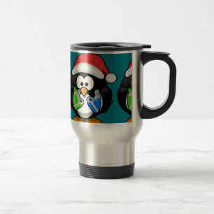 Pinguin mit Geschenken Reisebecher