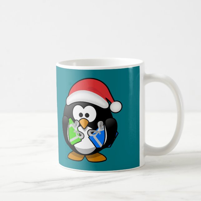 Pinguin mit Geschenken Tasse (Rechts)