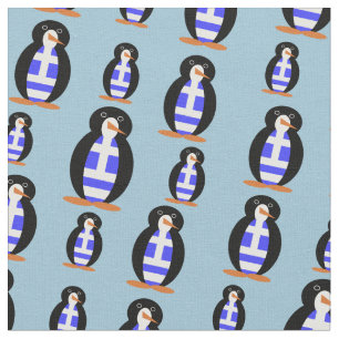 Pinguin mit griechischer Flaggenweste Stoff
