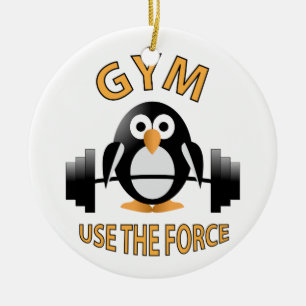 Pinguin mit Grill Keramik Ornament