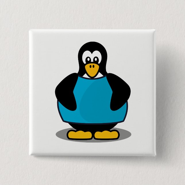 Pinguin mit Hemd Button (Vorderseite)
