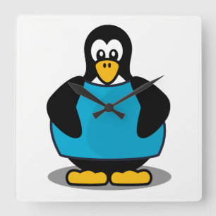 Pinguin mit Hemd Quadratische Wanduhr