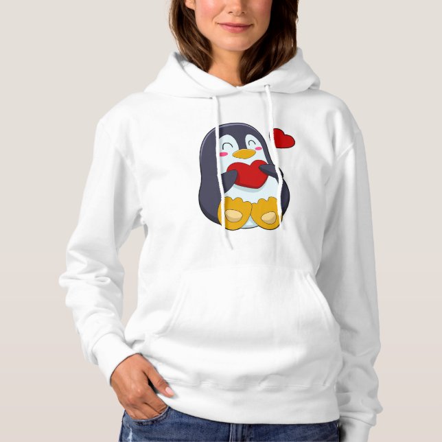 Pinguin mit Herz Hoodie (Vorderseite)