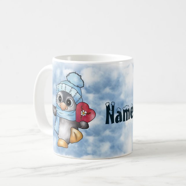 Pinguin mit Herz  Kaffeetasse (Vorderseite Links)