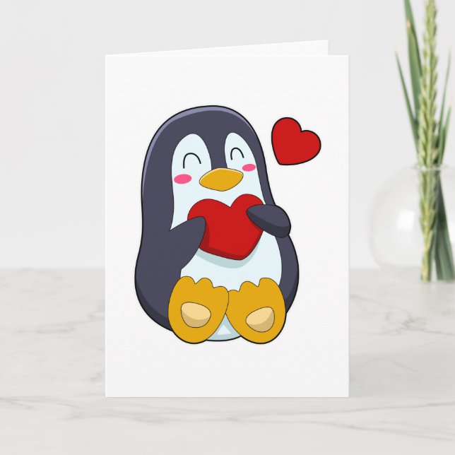 Pinguin mit Herz Karte (Vorderseite)
