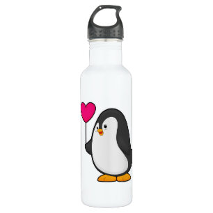 Pinguin mit Herzballon Edelstahlflasche