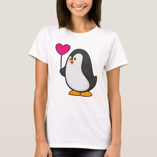 Pinguin mit Herzballon T-Shirt (Vorderseite)