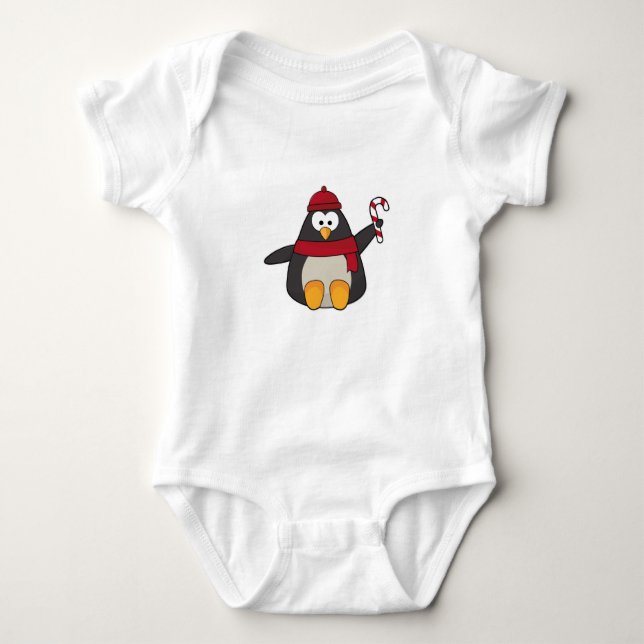 Pinguin mit Hut & Scarf Baby Strampler (Vorderseite)