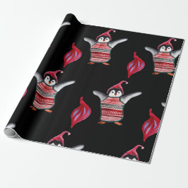 Pinguin mit Hutwackelpapier Geschenkpapier