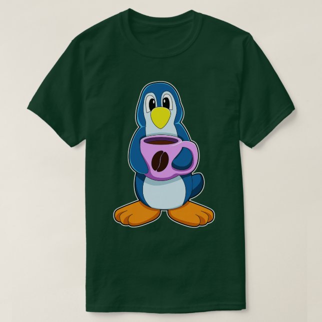 Pinguin mit Kaffee-Cup 1 T-Shirt (Design vorne)