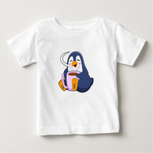 Pinguin mit Kaffee-Cup Baby T-shirt