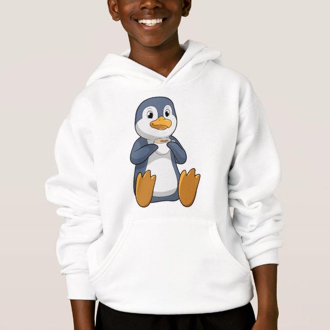 Pinguin mit Kaffee-Cup Hoodie (Vorderseite)