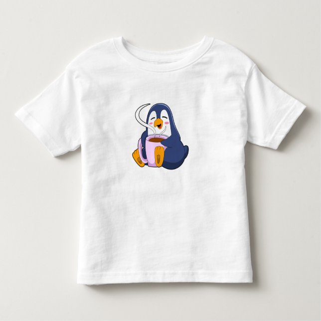 Pinguin mit Kaffee-Cup Kleinkind T-shirt (Vorderseite)