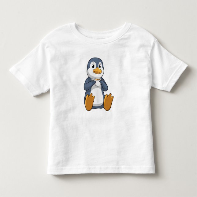 Pinguin mit Kaffee-Cup Kleinkind T-shirt (Vorderseite)