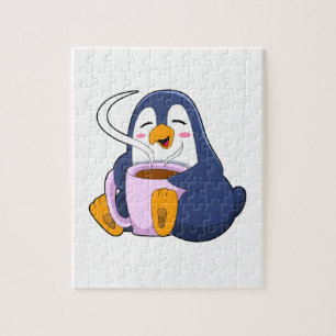 Pinguin mit Kaffee-Cup Puzzle