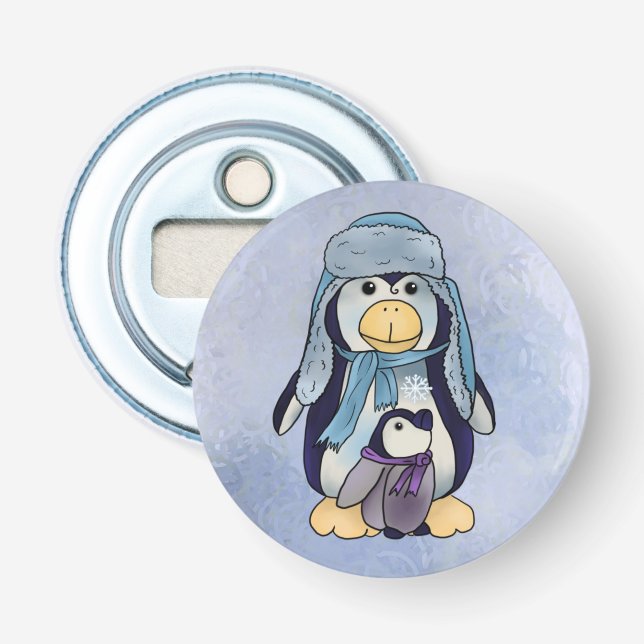 Pinguin mit Kind Flaschenöffner (Vorderseite)