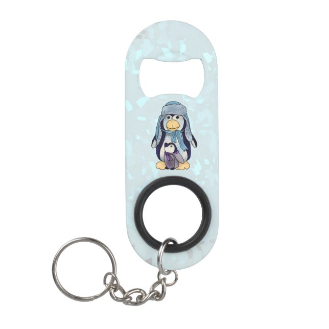 Pinguin mit kind Kaffeetasse Mini Flaschenöffner (Vorderseite)