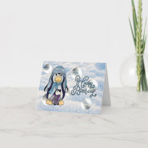 Pinguin mit Kind Karte