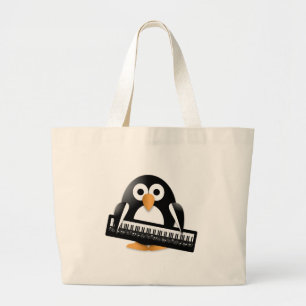 Pinguin mit Klavier Jumbo Stoffbeutel