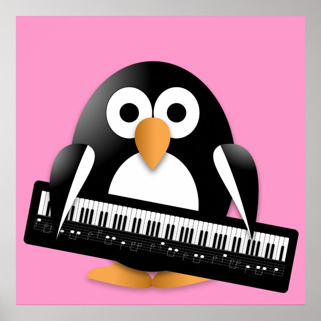 Pinguin mit Klavier Poster (Vorne)