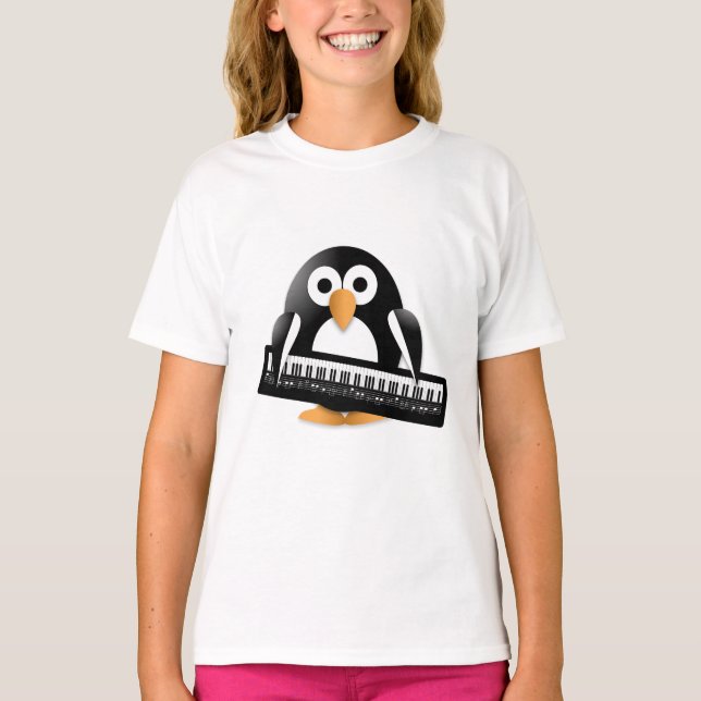 Pinguin mit Klavier T-Shirt (Vorderseite)