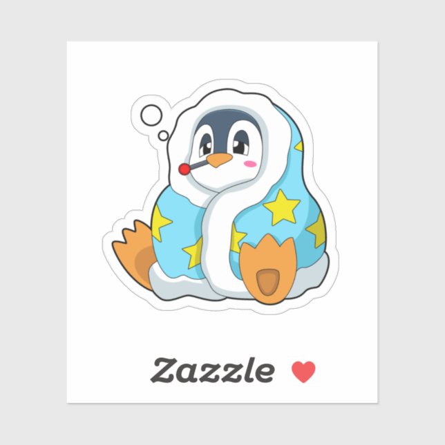 Pinguin mit klinischem Thermometer Aufkleber (Blatt)