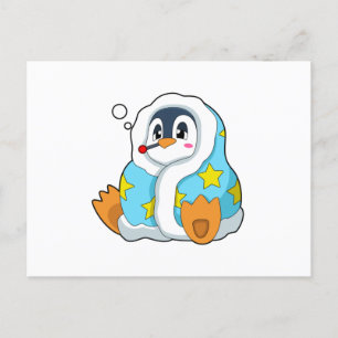 Pinguin mit klinischem Thermometer Postkarte