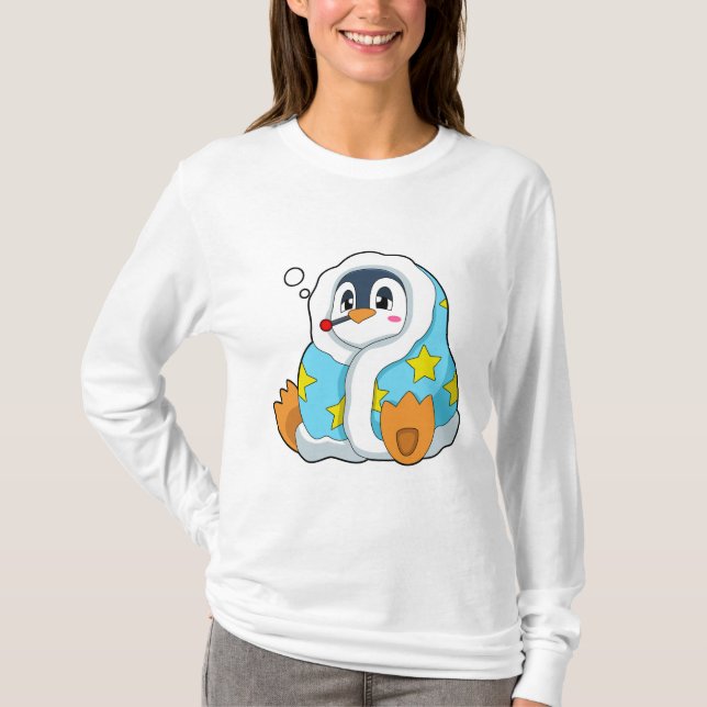 Pinguin mit klinischem Thermometer T-Shirt (Vorderseite)