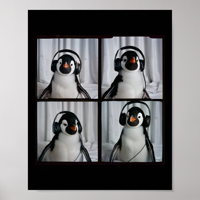Pinguin mit Kopfhörer Autismus sensorischer Zoo Pi Poster (Vorne)
